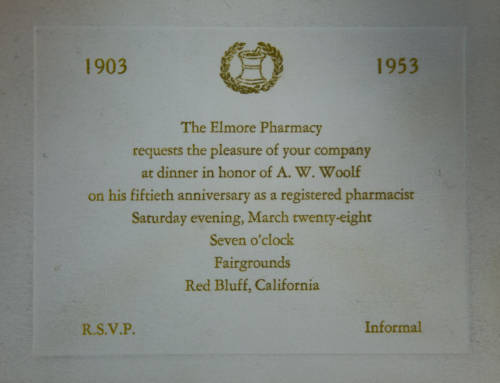 1953 Elmore Pharmacy A. W. Woolf 50th Anniversary as a Pharmacist